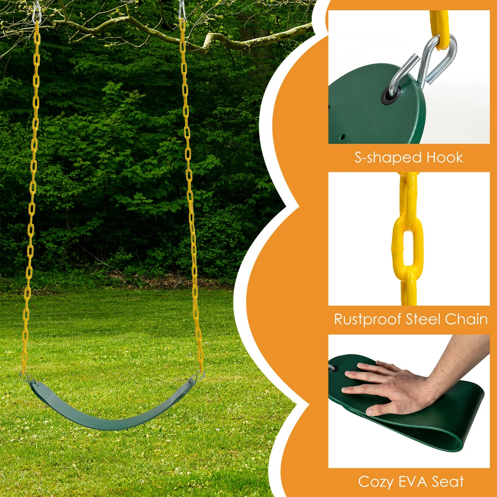 2-Pack Swing Set Swing Seat Replacement and Saucer Tree Swing (Without Stand) - Image 8