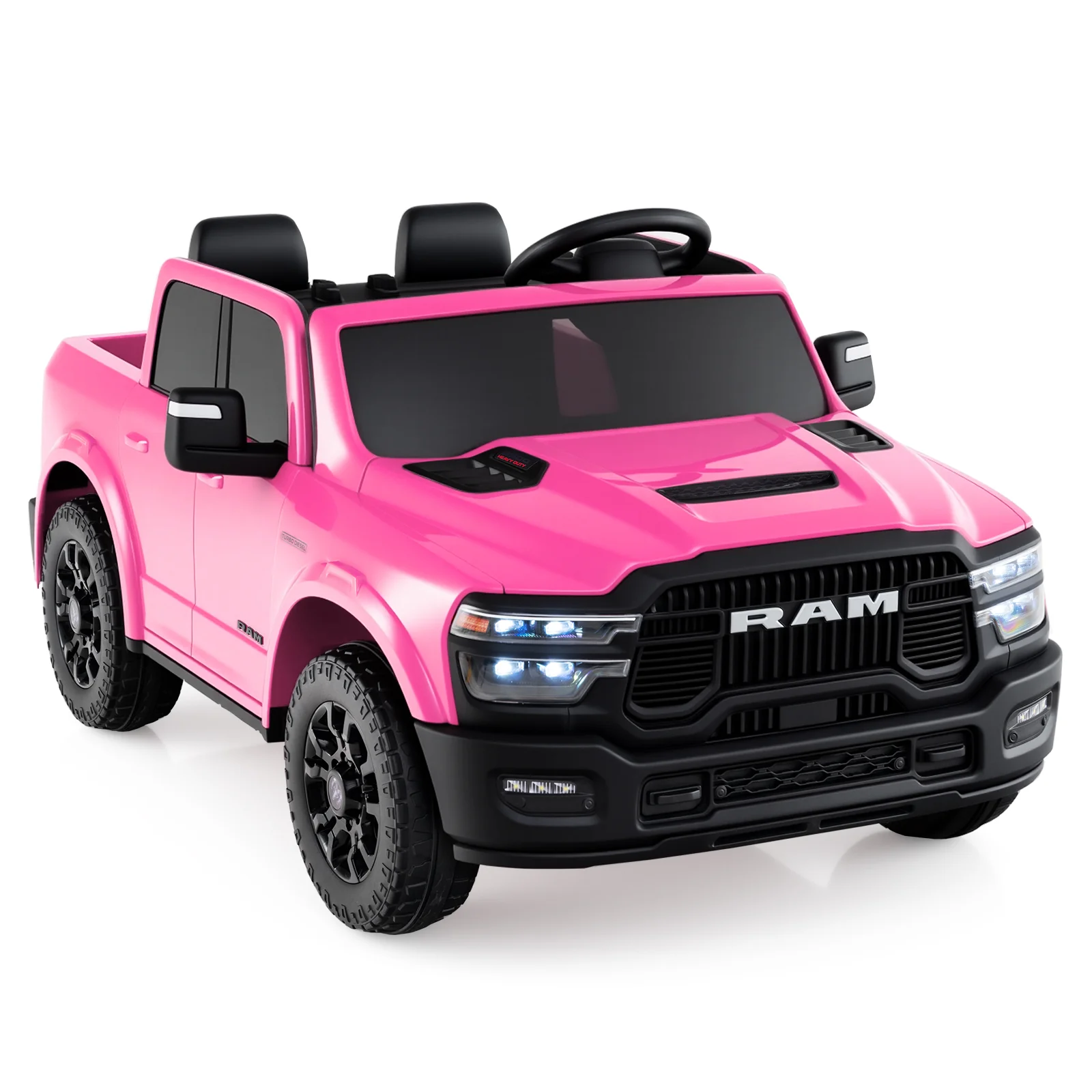 2 Seater 24V Ride on Toy for Big Kids Licensed Ram Truck with Remote and Music - Image 2