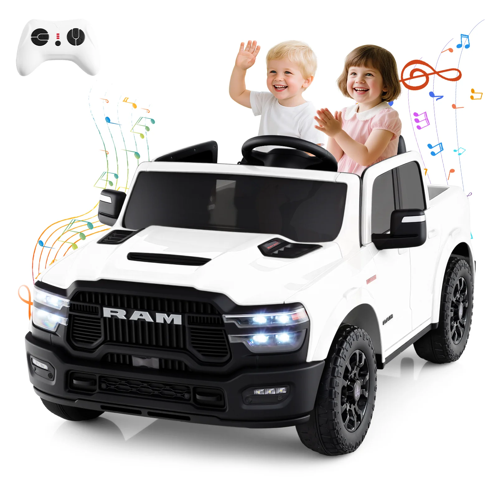 2 Seater 24V Ride on Toy for Big Kids Licensed Ram Truck with Remote and Music - Image 21