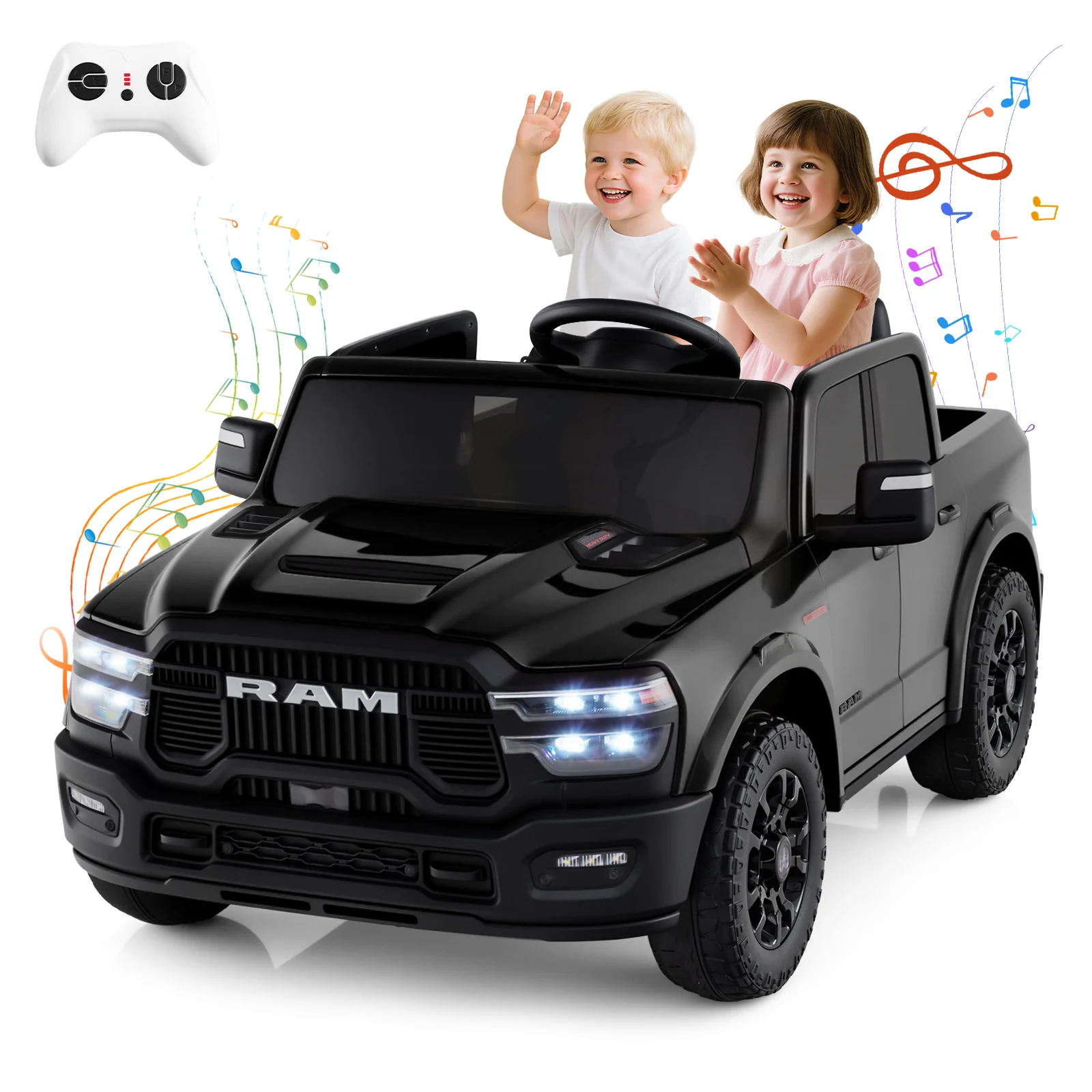 2 Seater 24V Ride on Toy for Big Kids Licensed Ram Truck with Remote and Music - Image 27