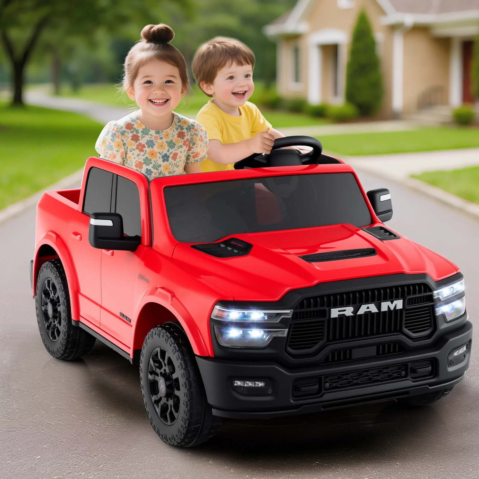 2 Seater 24V Ride on Toy for Big Kids Licensed Ram Truck with Remote and Music - Image 9
