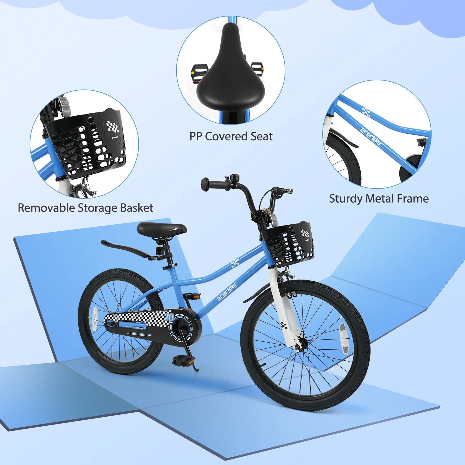 20 Inch Kids Bike Adjustable with Kickstand and Storage Basket for Aged 8+ Years - Image 15