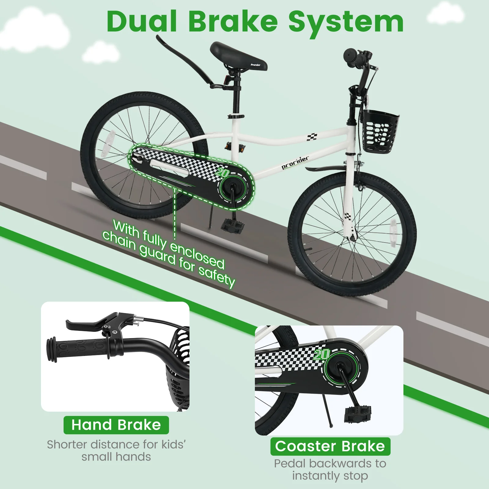 20 Inch Kids Bike Adjustable with Kickstand and Storage Basket for Aged 8+ Years - Image 21