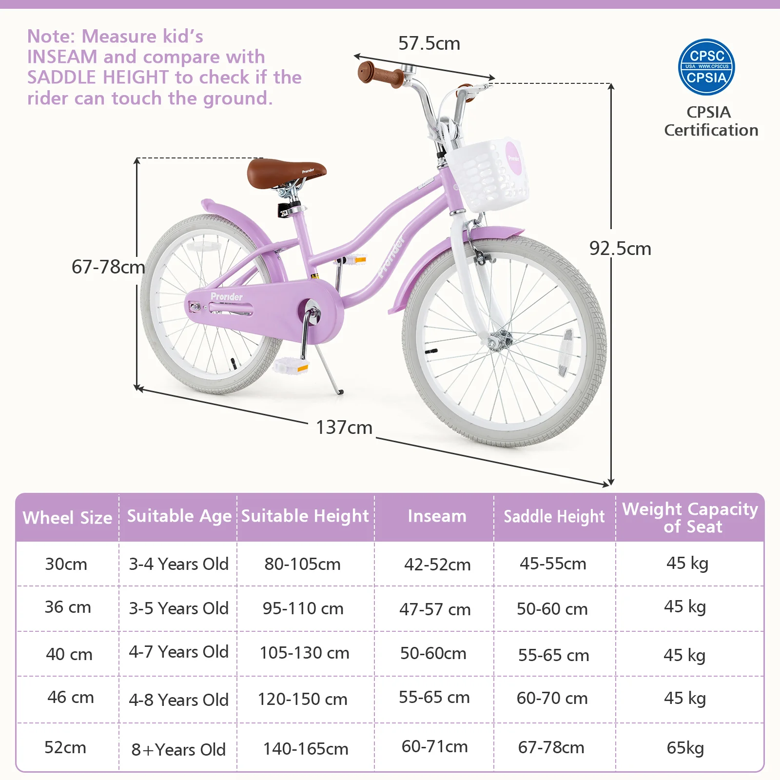 20 Inch Kids Bike with Helmet Protective Set Purple - Image 4