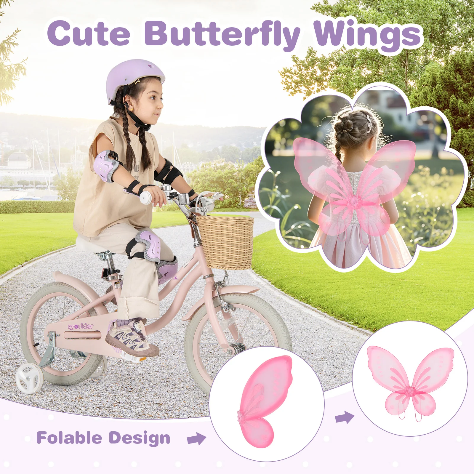 20 Inch Kids Bike with Helmet Protective Set Purple - Image 6