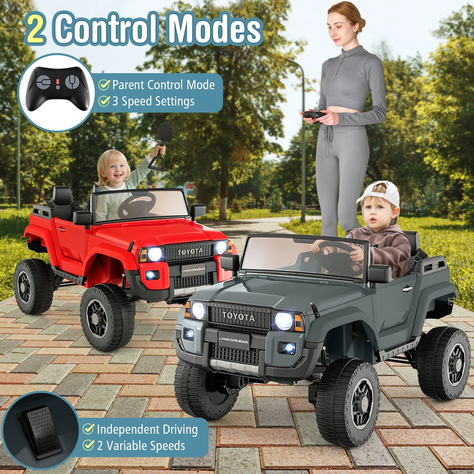 24V 2 Seater Ride on Car 4WD/2WD Switchable for Kids with Remote for Ages 3+ - Image 15