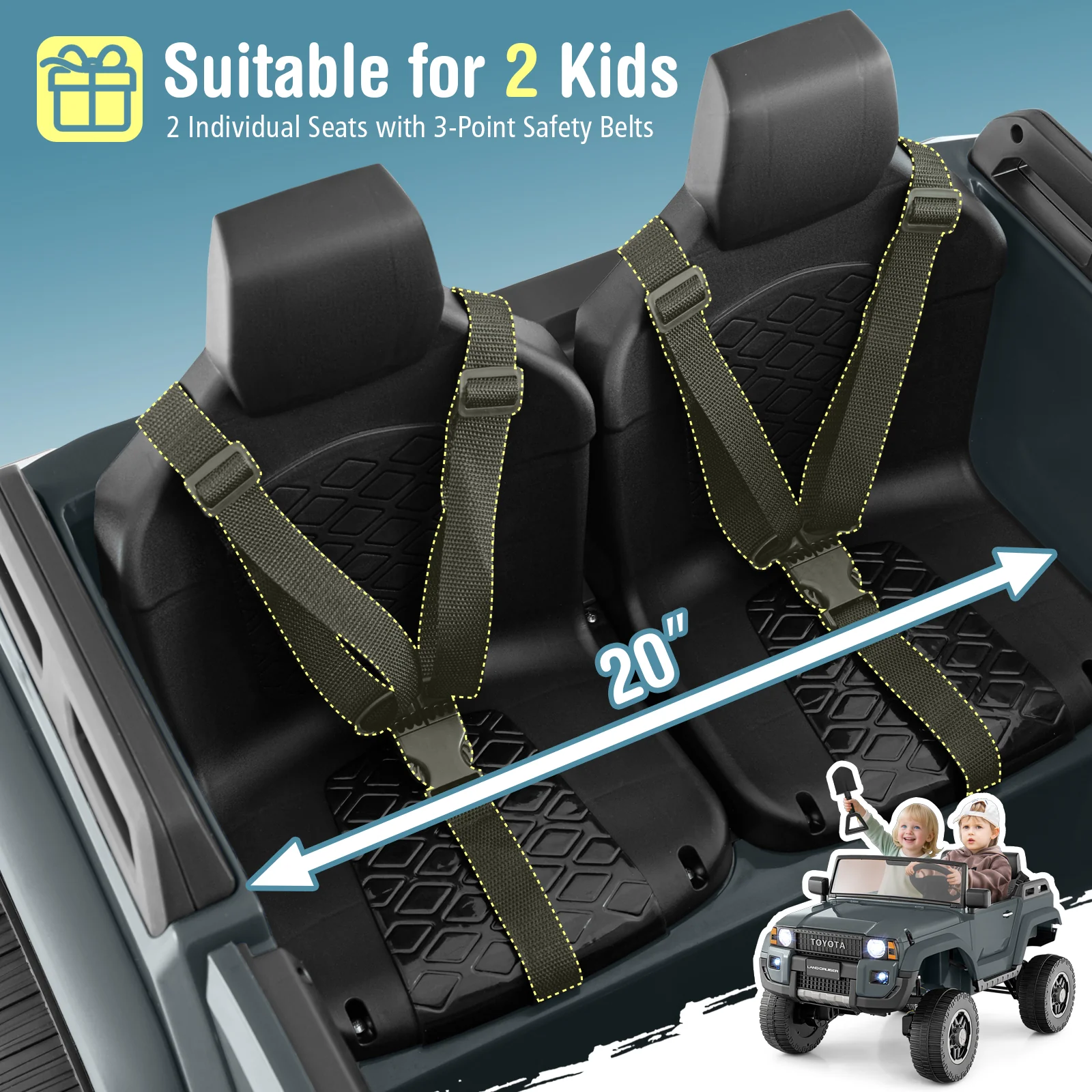 24V 2 Seater Ride on Car 4WD/2WD Switchable for Kids with Remote for Ages 3+ - Image 16