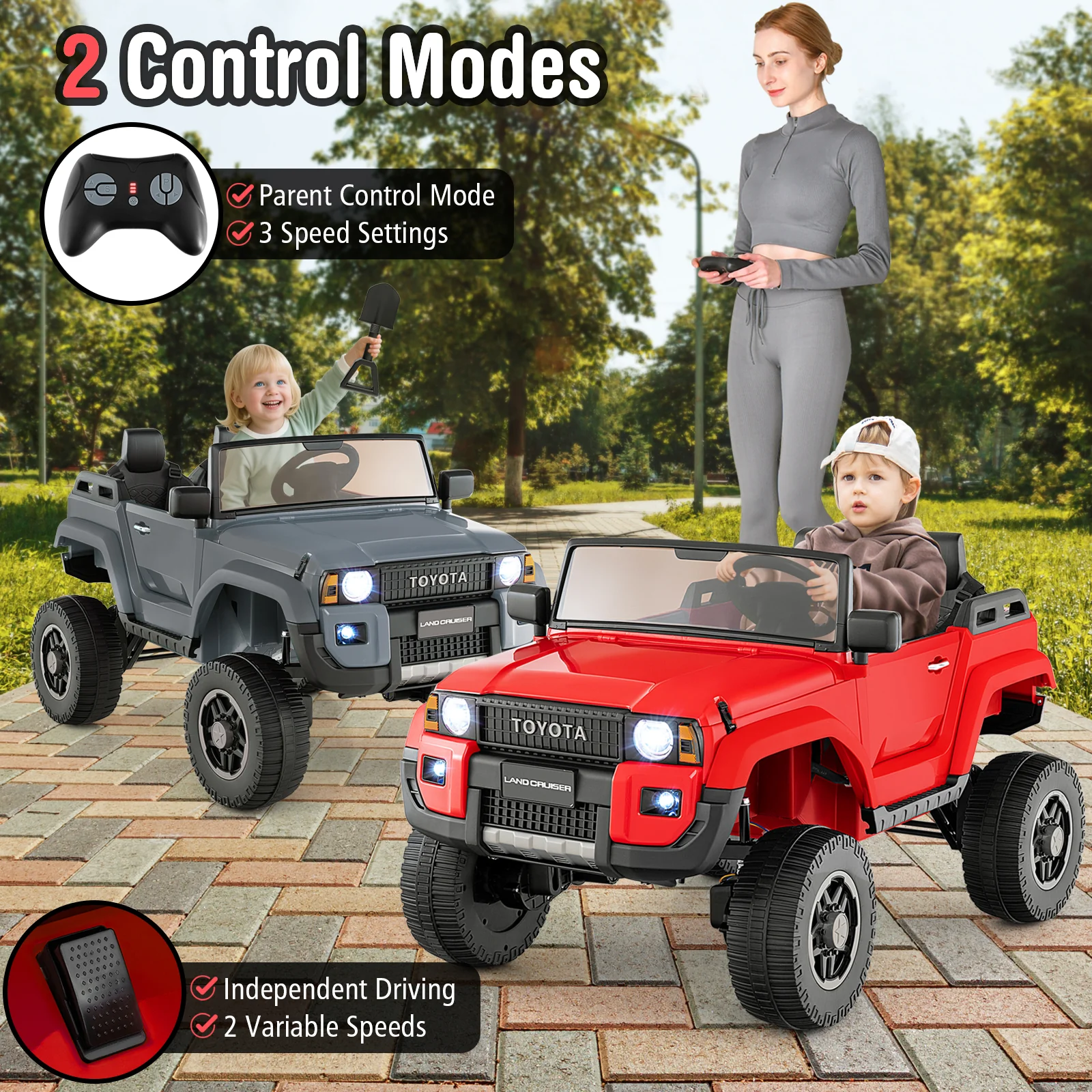 24V 2 Seater Ride on Car 4WD/2WD Switchable for Kids with Remote for Ages 3+ - Image 39