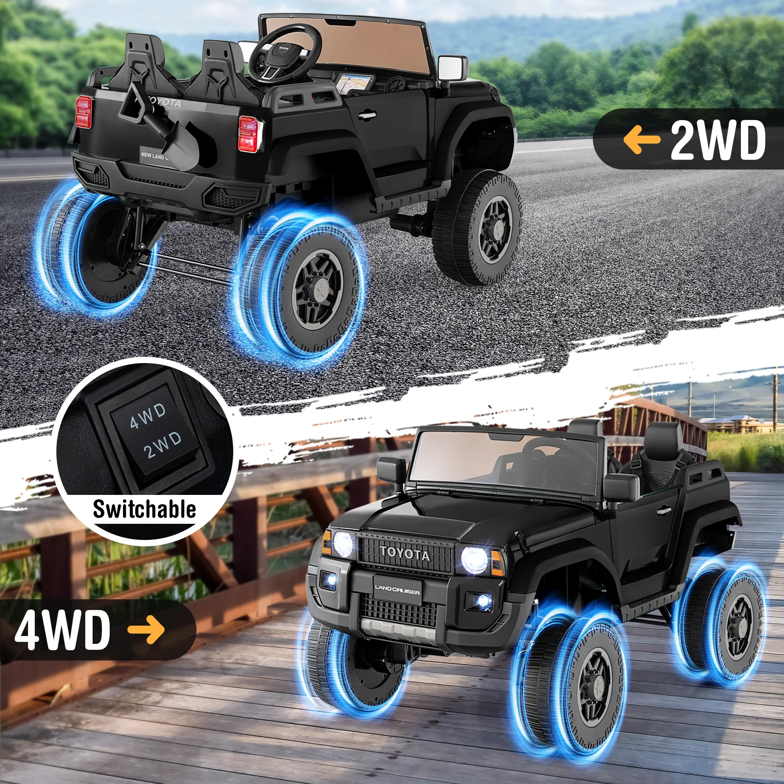 24V 2 Seater Ride on Car 4WD/2WD Switchable for Kids with Remote for Ages 3+ - Image 8