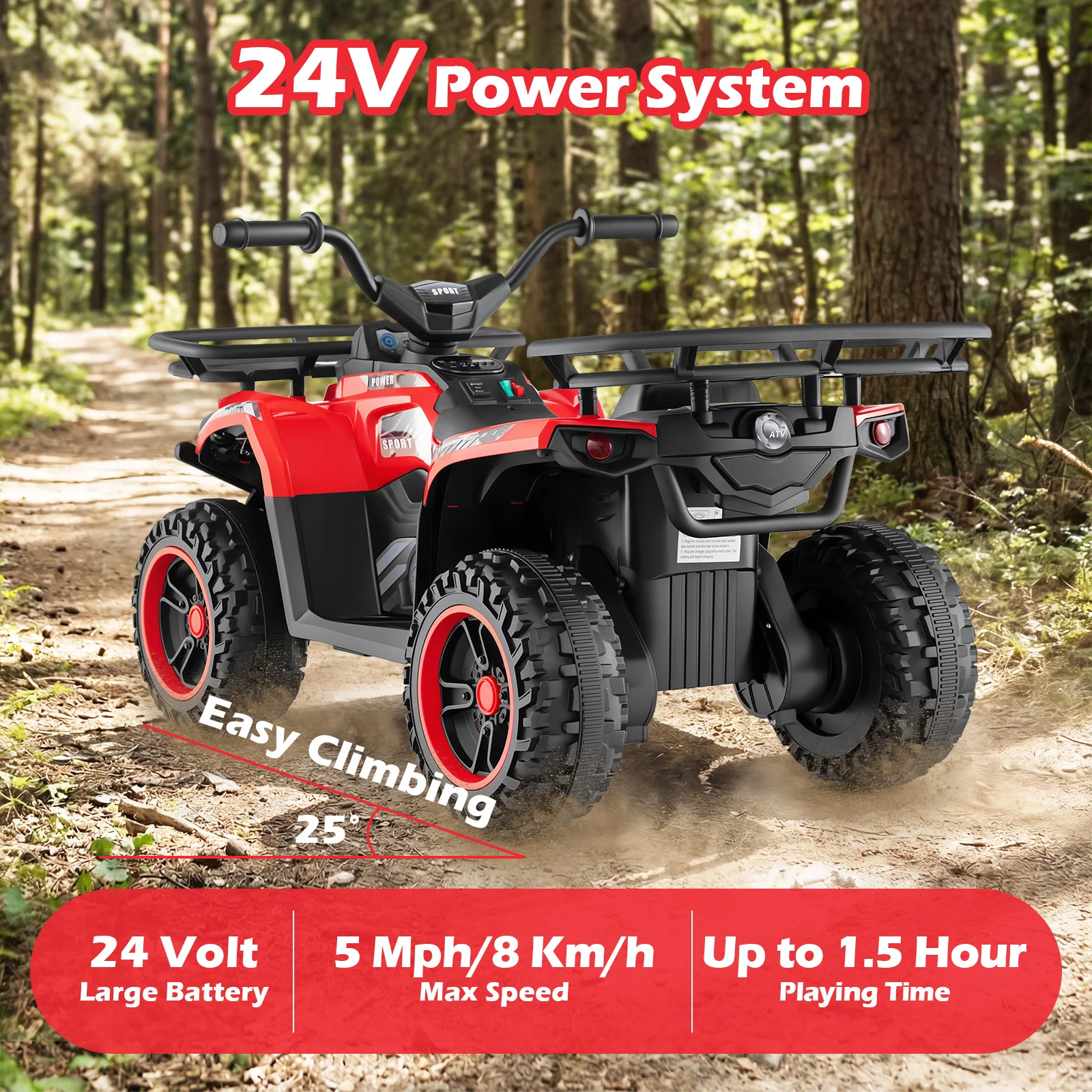 24V Electric Ride On Quad with LED Headlights - Image 29