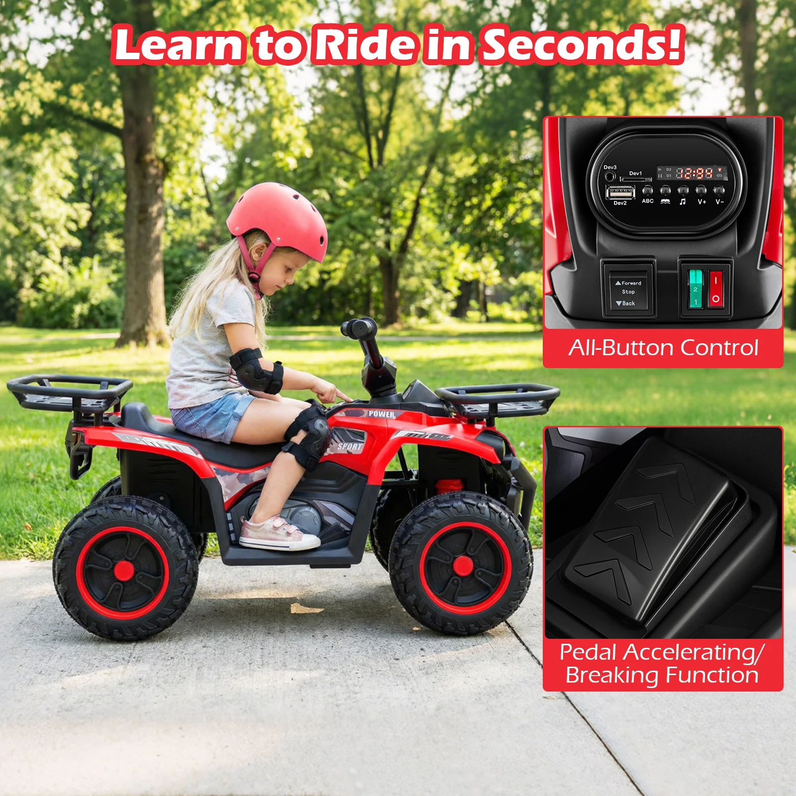 24V Electric Ride On Quad with LED Headlights - Image 31