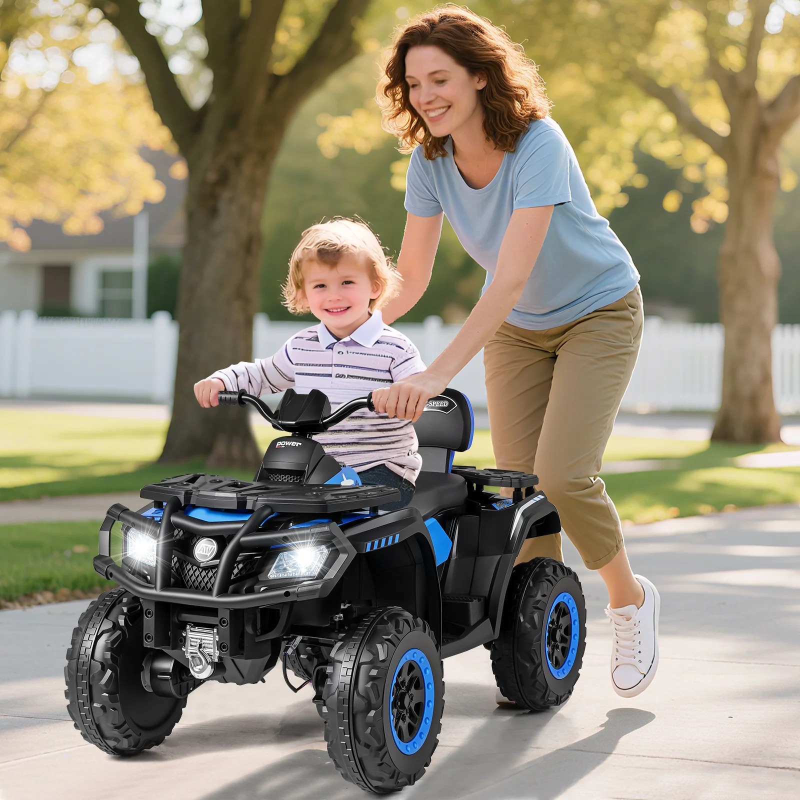 24V Kids ATV 2-Seater with 4 Motors with LED Lights and Music