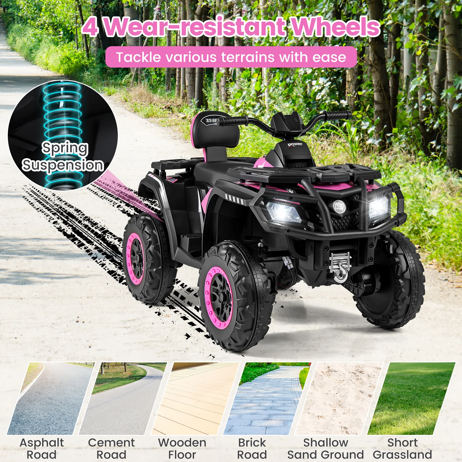 24V Kids ATV 2-Seater with 4 Motors with LED Lights and Music - Image 16