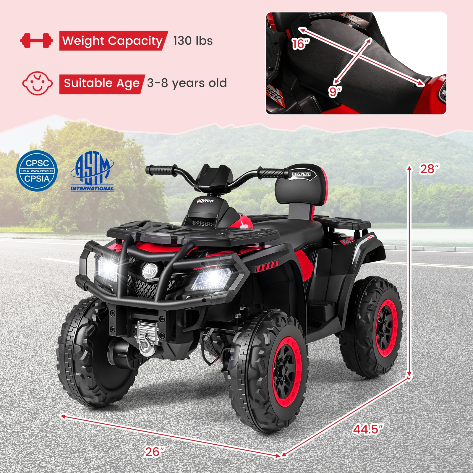 24V Kids ATV 2-Seater with 4 Motors with LED Lights and Music - Image 21