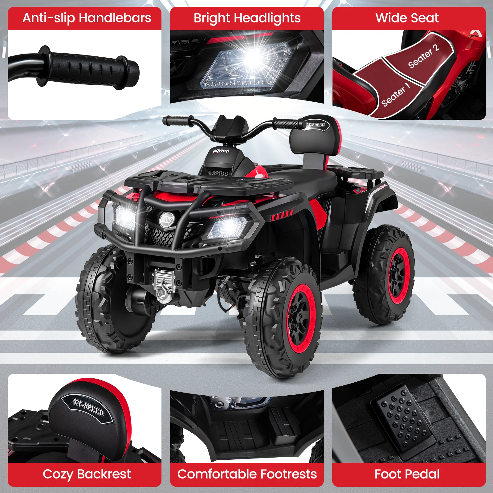 24V Kids ATV 2-Seater with 4 Motors with LED Lights and Music - Image 22