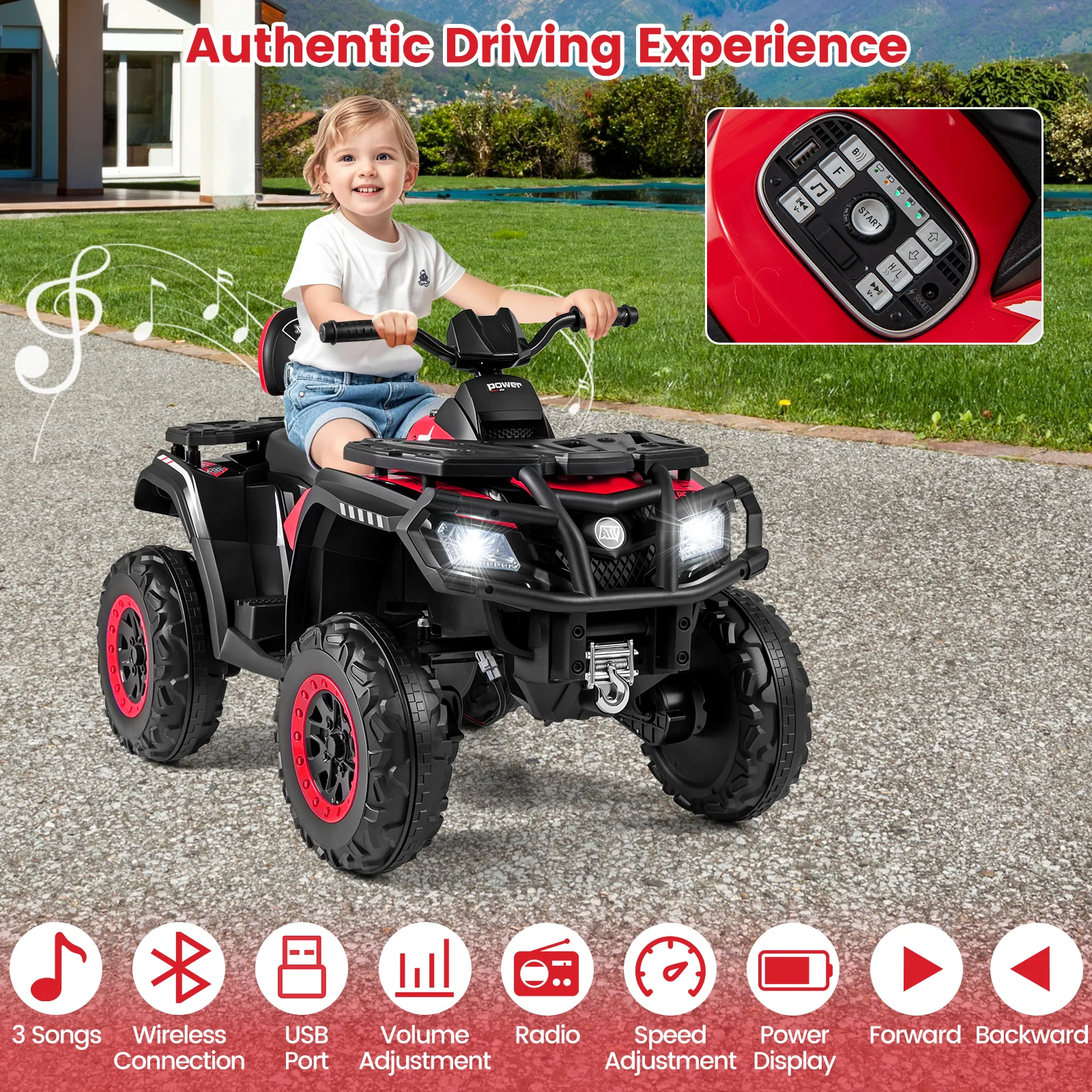 24V Kids ATV 2-Seater with 4 Motors with LED Lights and Music - Image 23