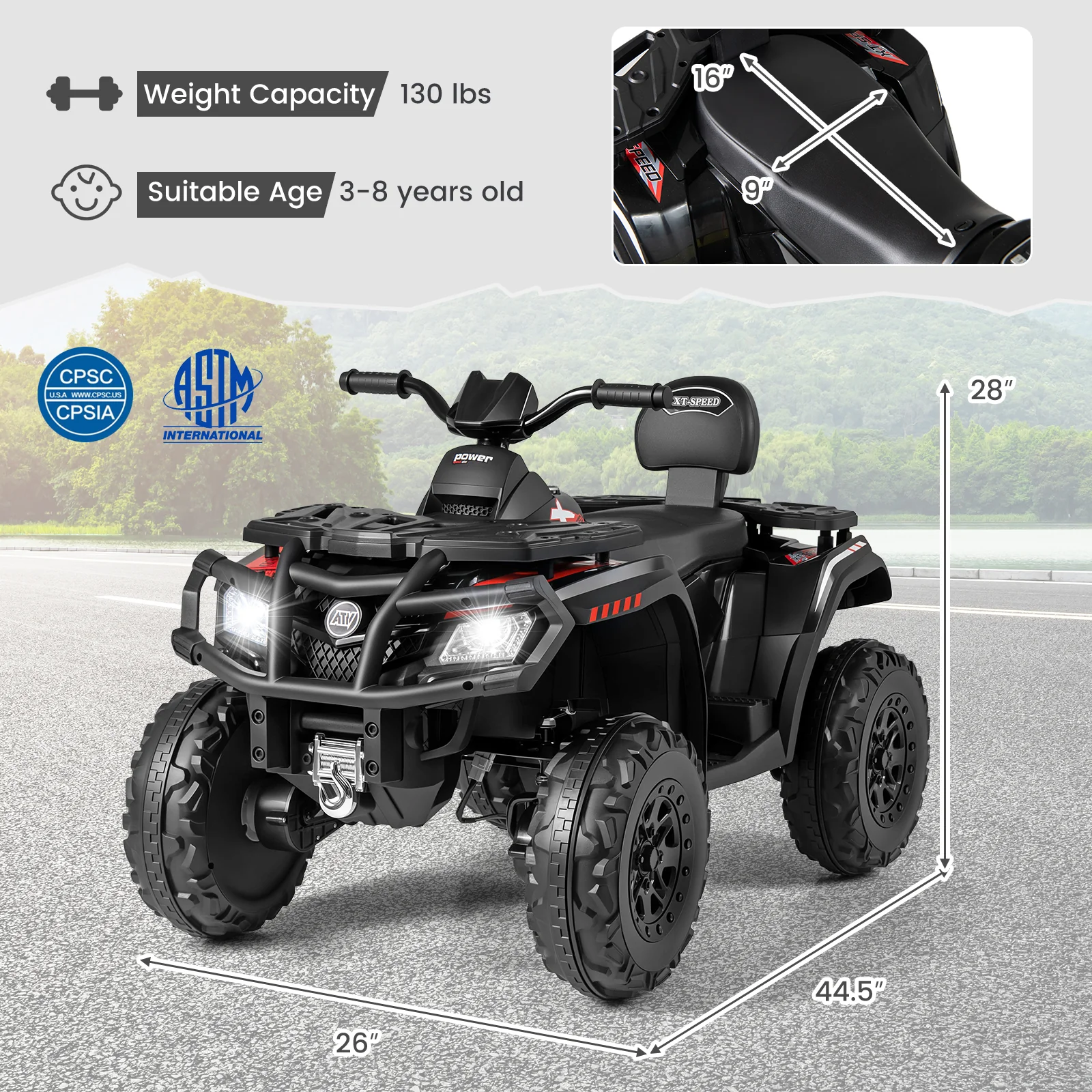 24V Kids ATV 2-Seater with 4 Motors with LED Lights and Music - Image 29