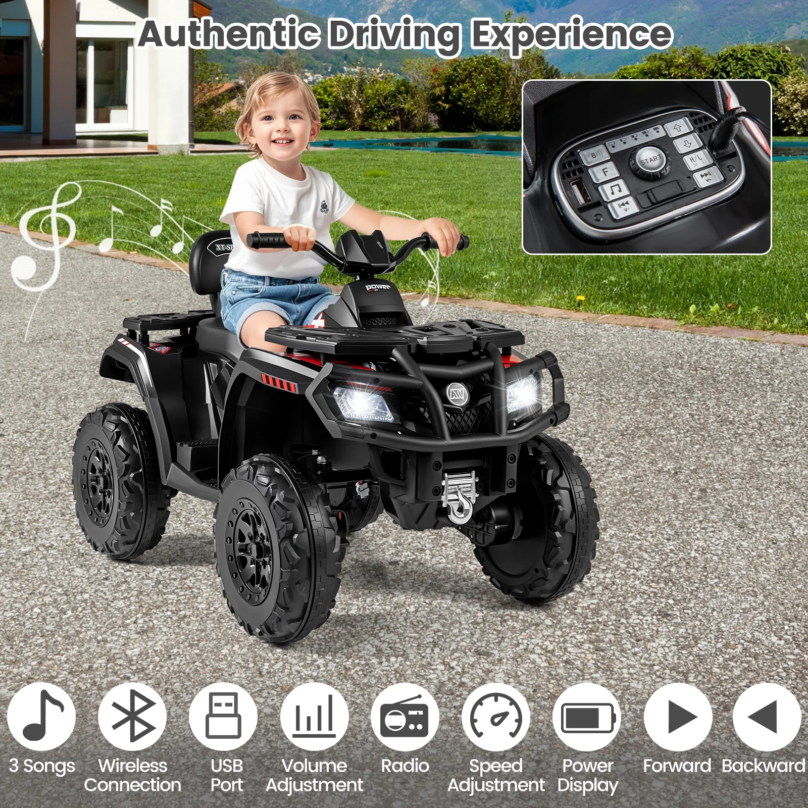 24V Kids ATV 2-Seater with 4 Motors with LED Lights and Music - Image 31