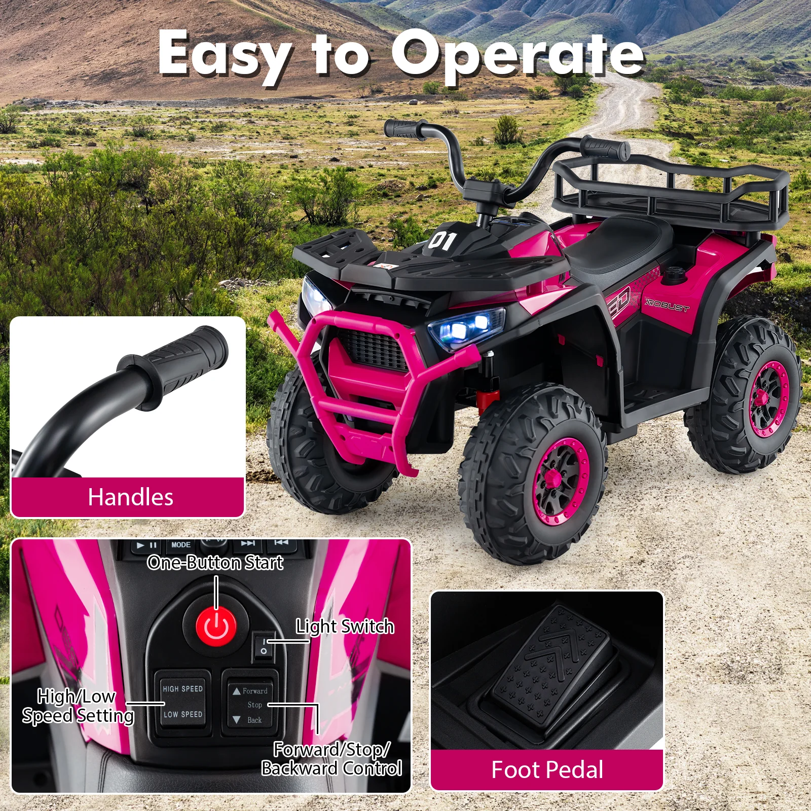 24V Kids Ride on Electric ATV Quad Car with Realistic Sounds and LED Lights - Image 14