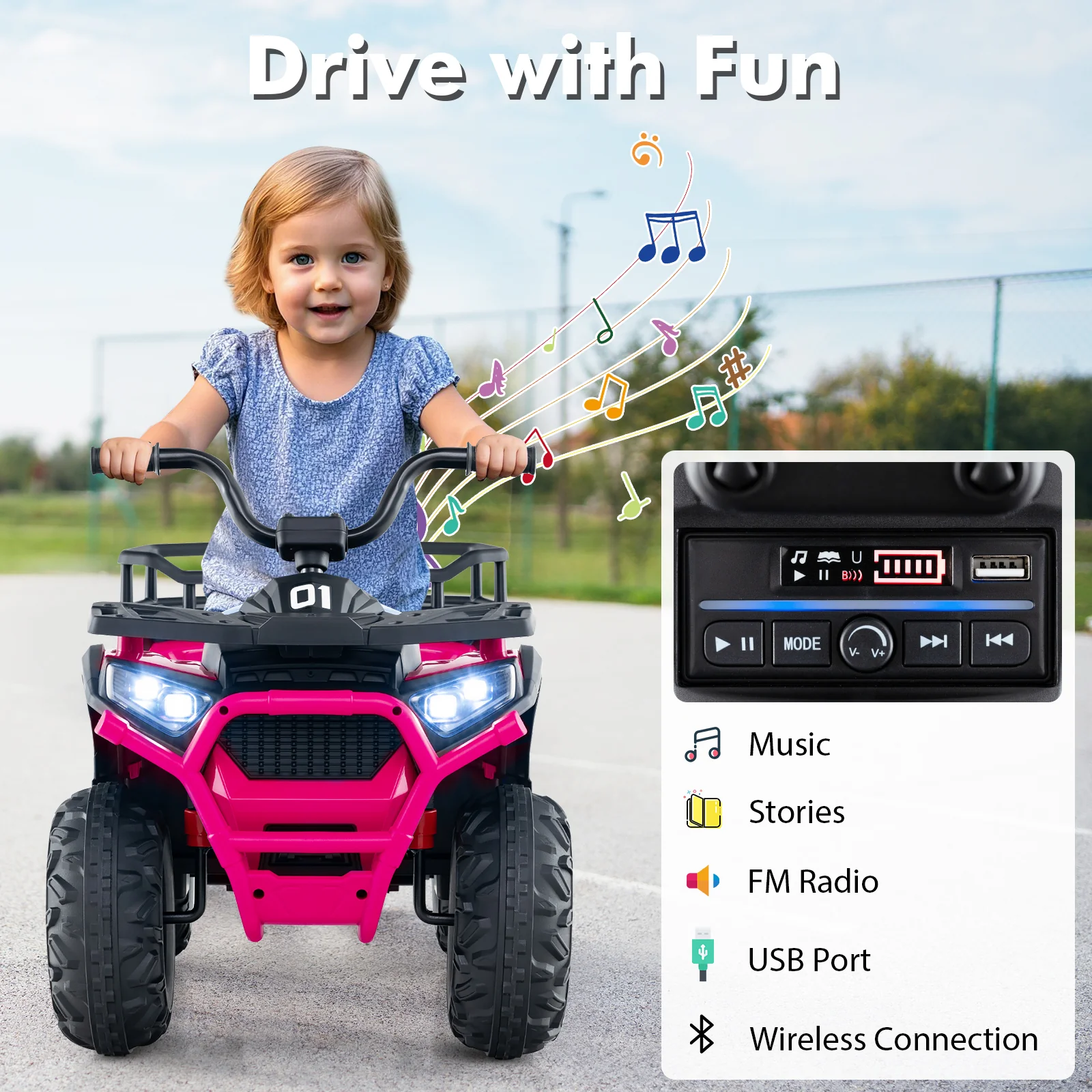 24V Kids Ride on Electric ATV Quad Car with Realistic Sounds and LED Lights - Image 15