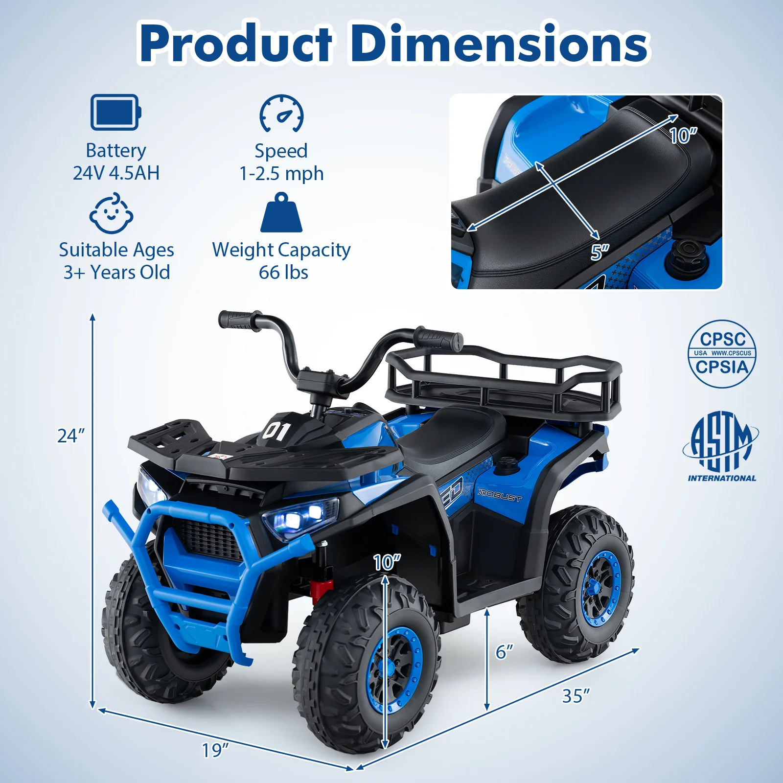 24V Kids Ride on Electric ATV Quad Car with Realistic Sounds and LED Lights - Image 21