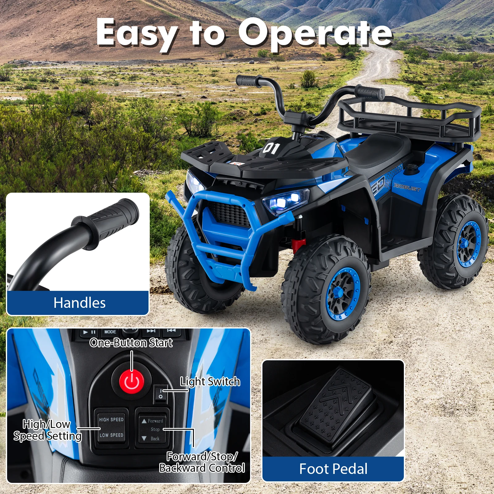 24V Kids Ride on Electric ATV Quad Car with Realistic Sounds and LED Lights - Image 23