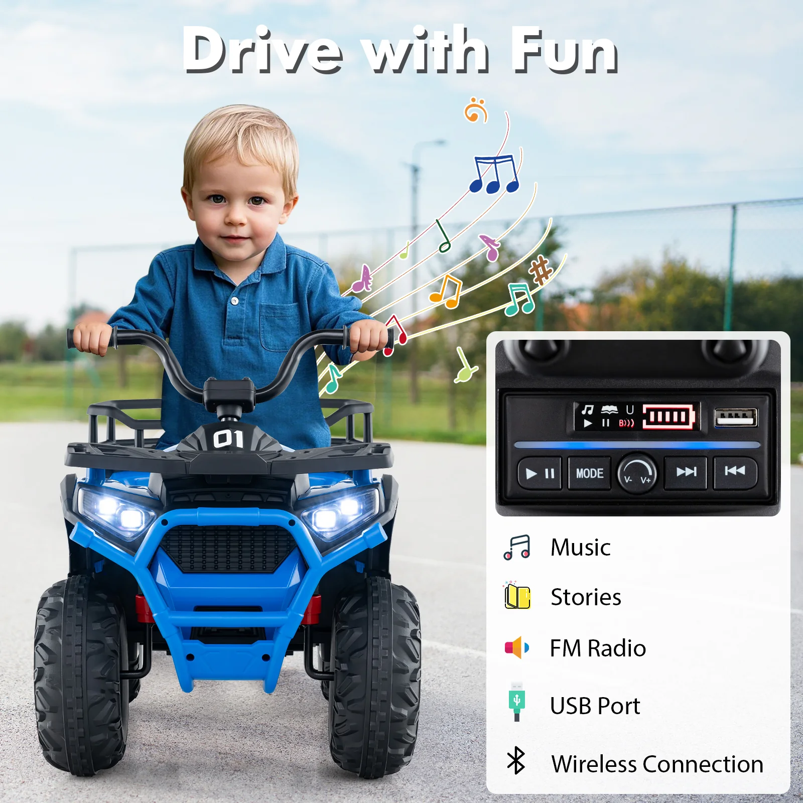 24V Kids Ride on Electric ATV Quad Car with Realistic Sounds and LED Lights - Image 24