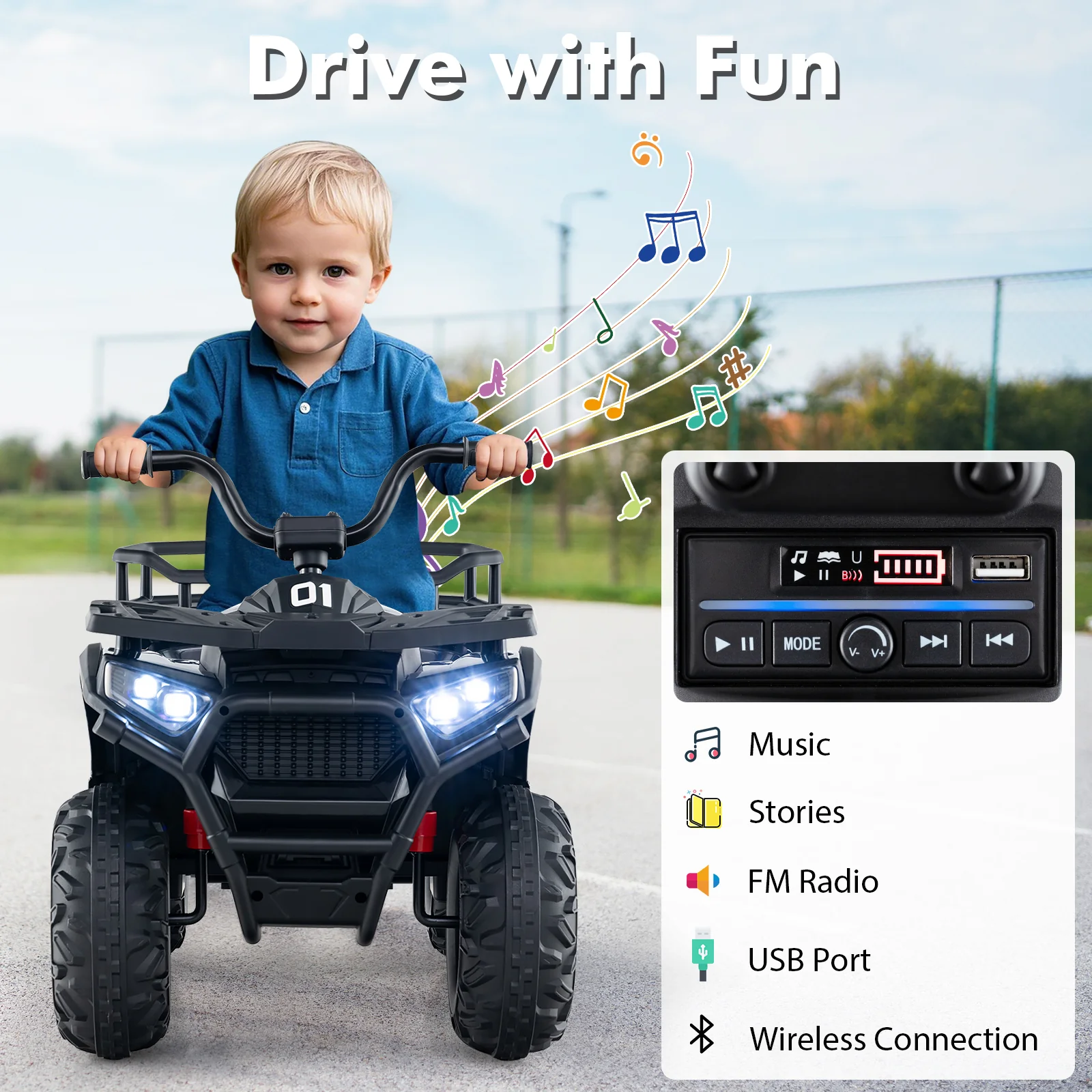 24V Kids Ride on Electric ATV Quad Car with Realistic Sounds and LED Lights - Image 8