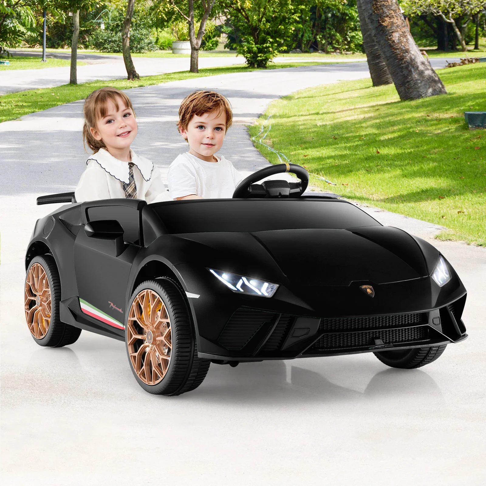 24V Ride-on Car for Kids 4WD 2-Seater Licensed Lamborghini Electric Vehicles with Music