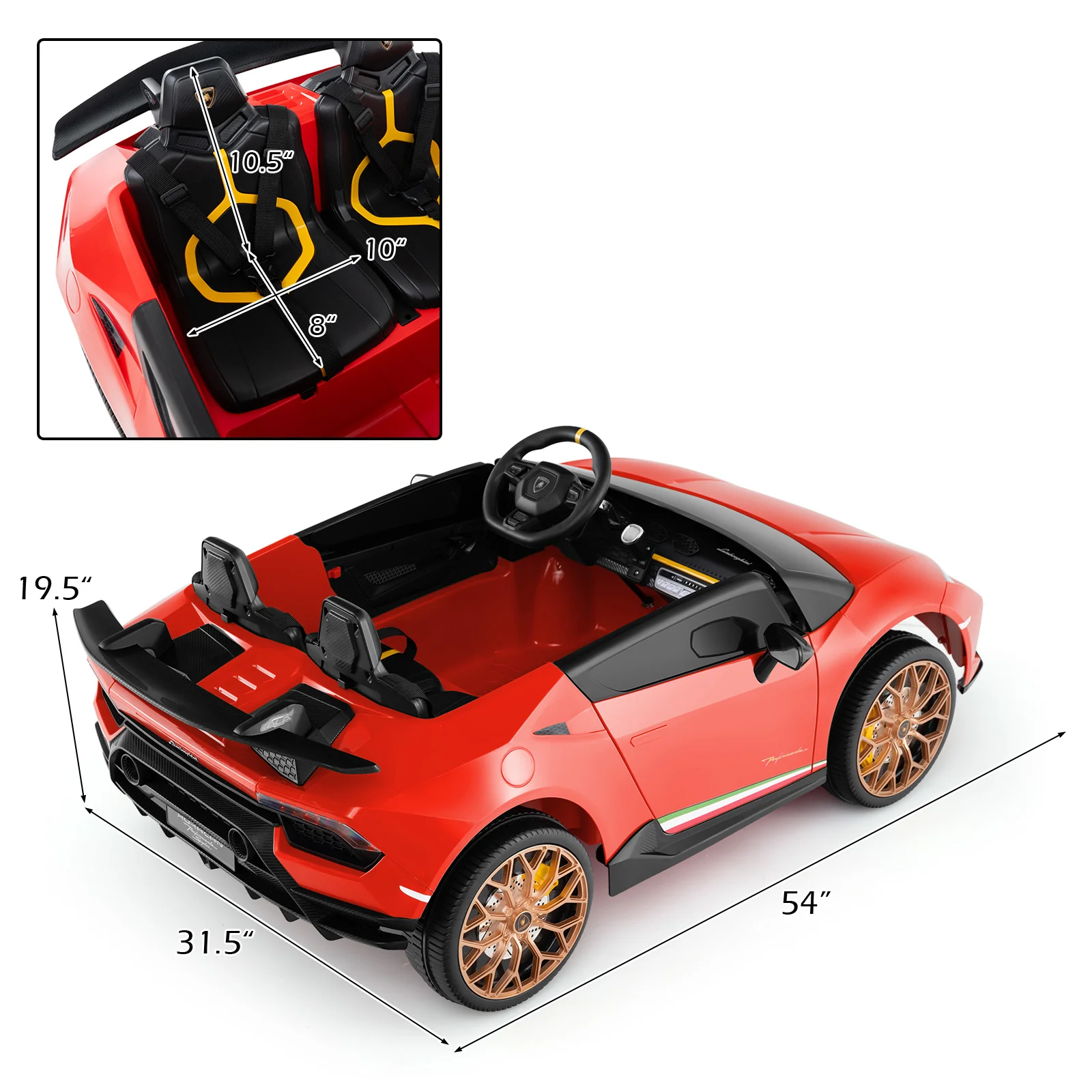 24V Ride-on Car for Kids 4WD 2-Seater Licensed Lamborghini Electric Vehicles with Music - Image 12