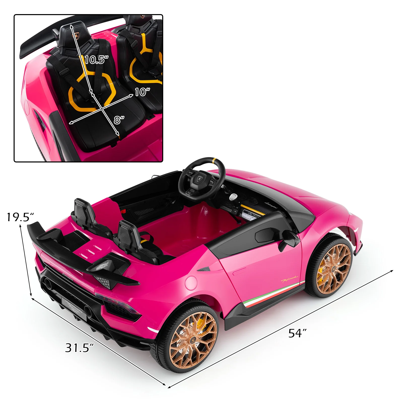 24V Ride-on Car for Kids 4WD 2-Seater Licensed Lamborghini Electric Vehicles with Music - Image 19