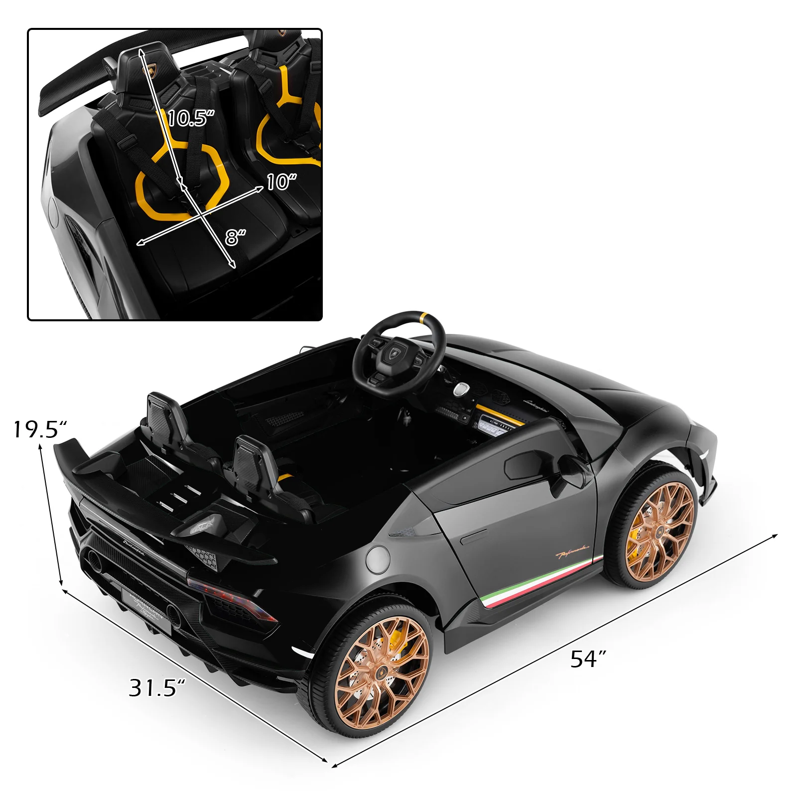 24V Ride-on Car for Kids 4WD 2-Seater Licensed Lamborghini Electric Vehicles with Music - Image 3