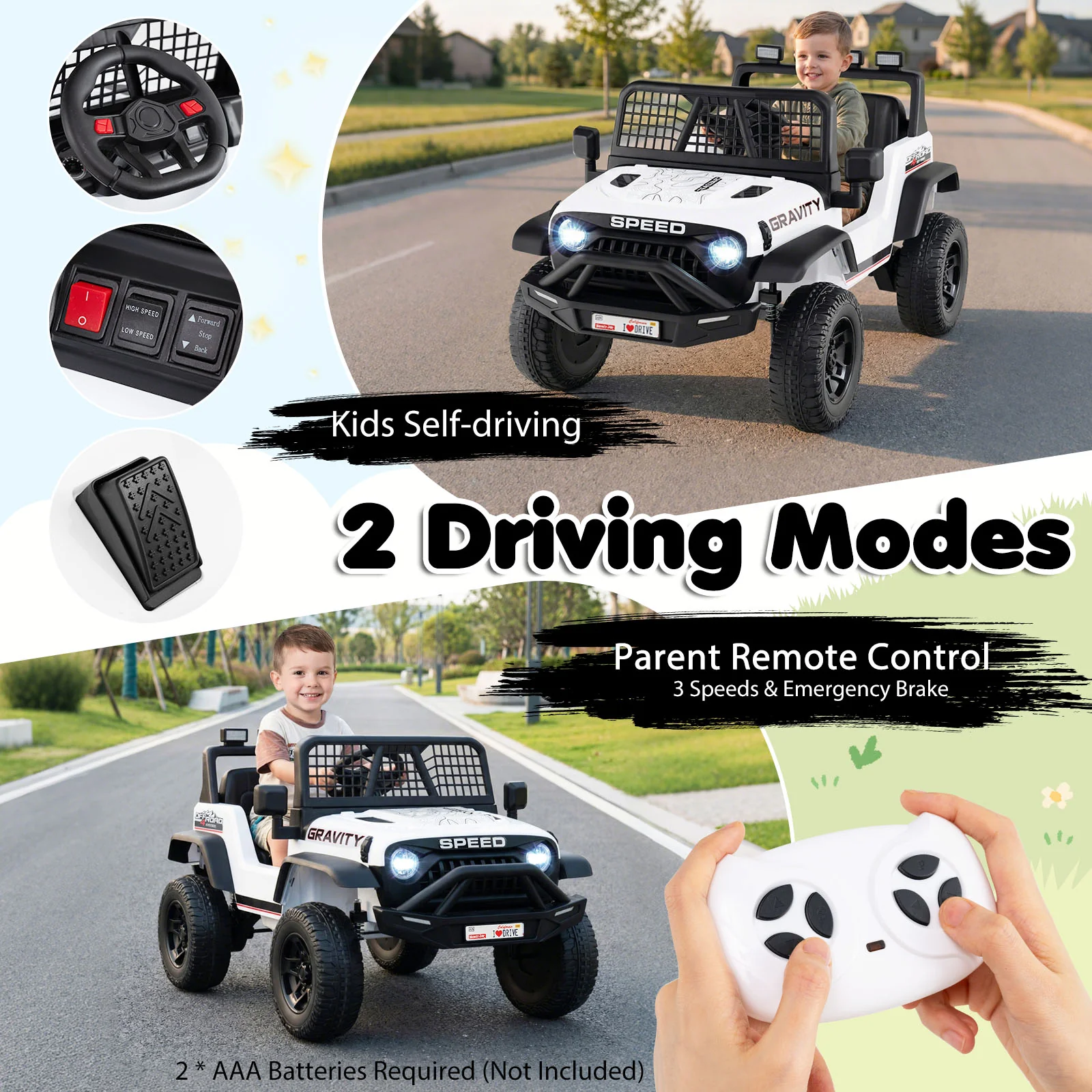 24V Ride On Car for Kids with Parent Remote Control and Music - Image 7