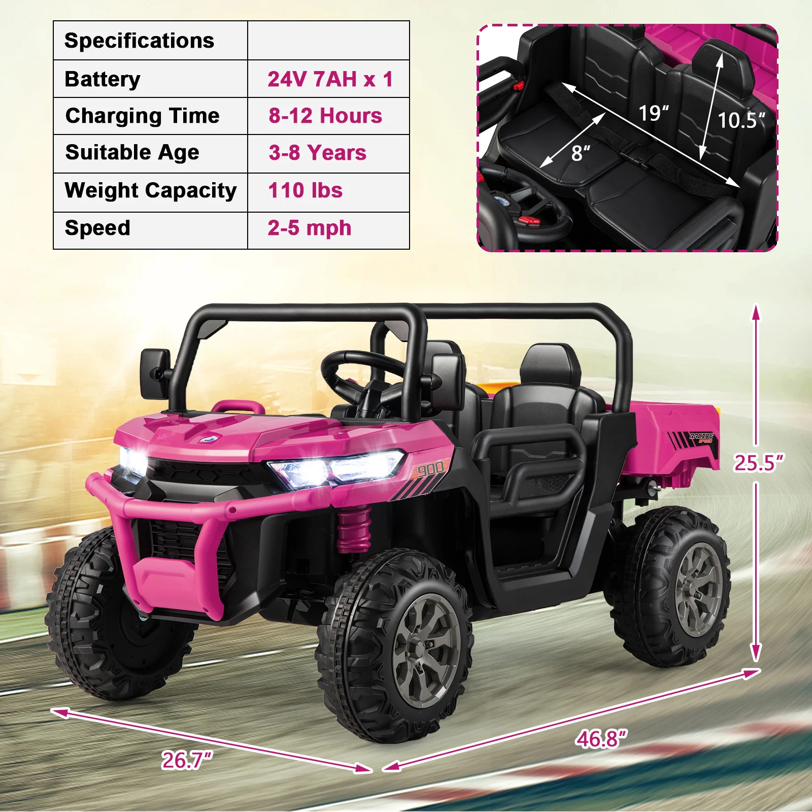 24V Ride On Kids Car with Dump Bed and Remote Control - Image 12