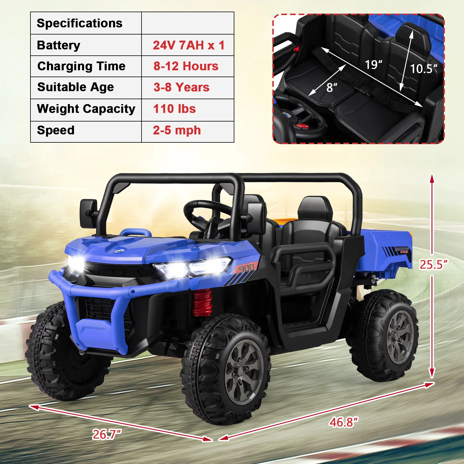24V Ride On Kids Car with Dump Bed and Remote Control - Image 20
