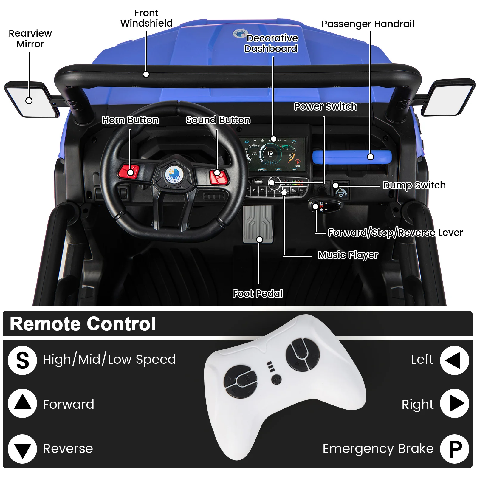 24V Ride On Kids Car with Dump Bed and Remote Control - Image 22