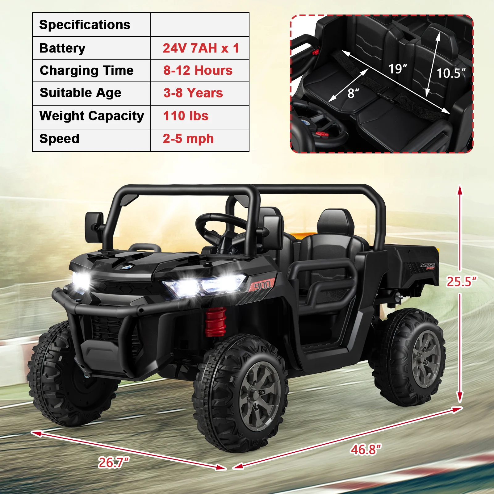 24V Ride On Kids Car with Dump Bed and Remote Control - Image 4