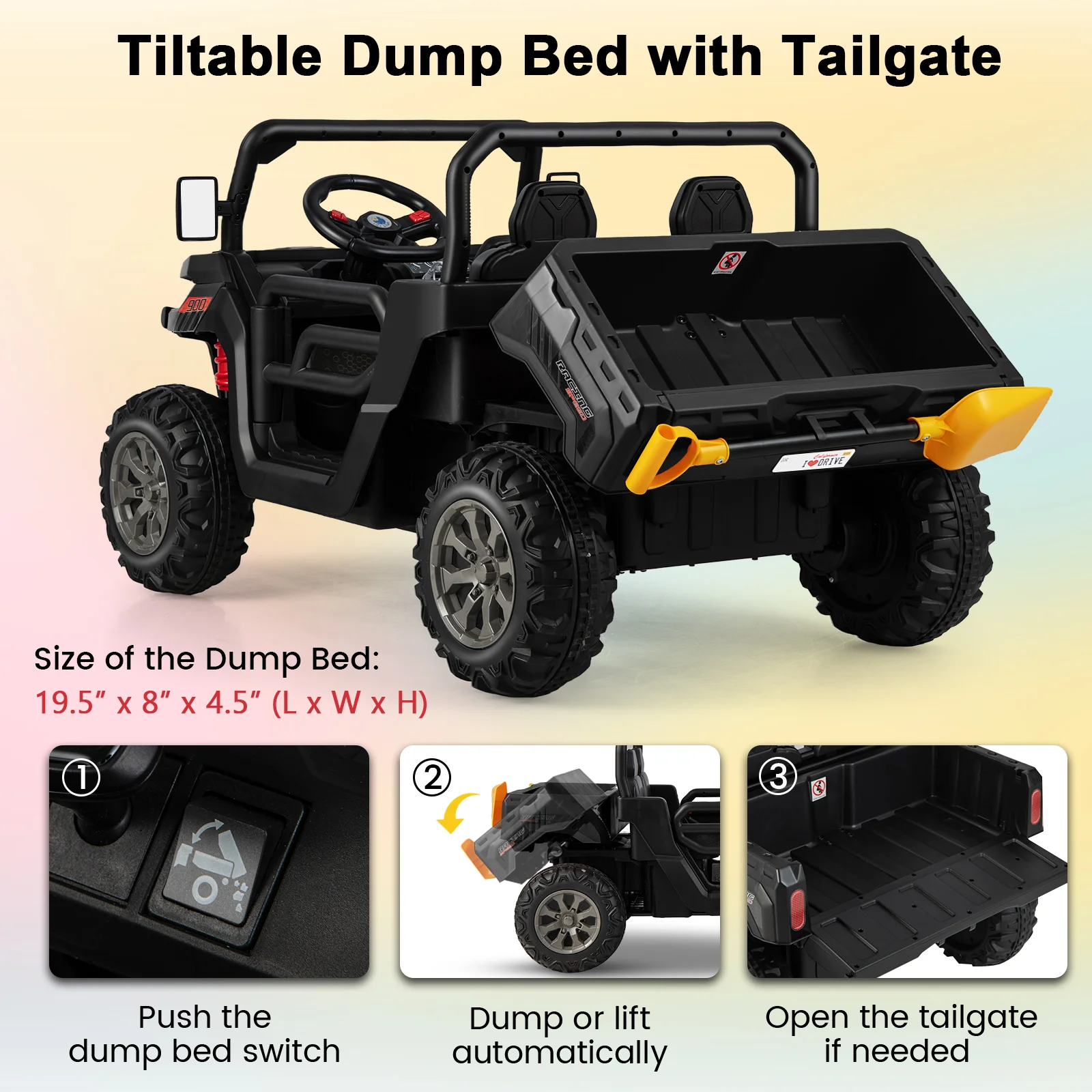 24V Ride On Kids Car with Dump Bed and Remote Control - Image 5