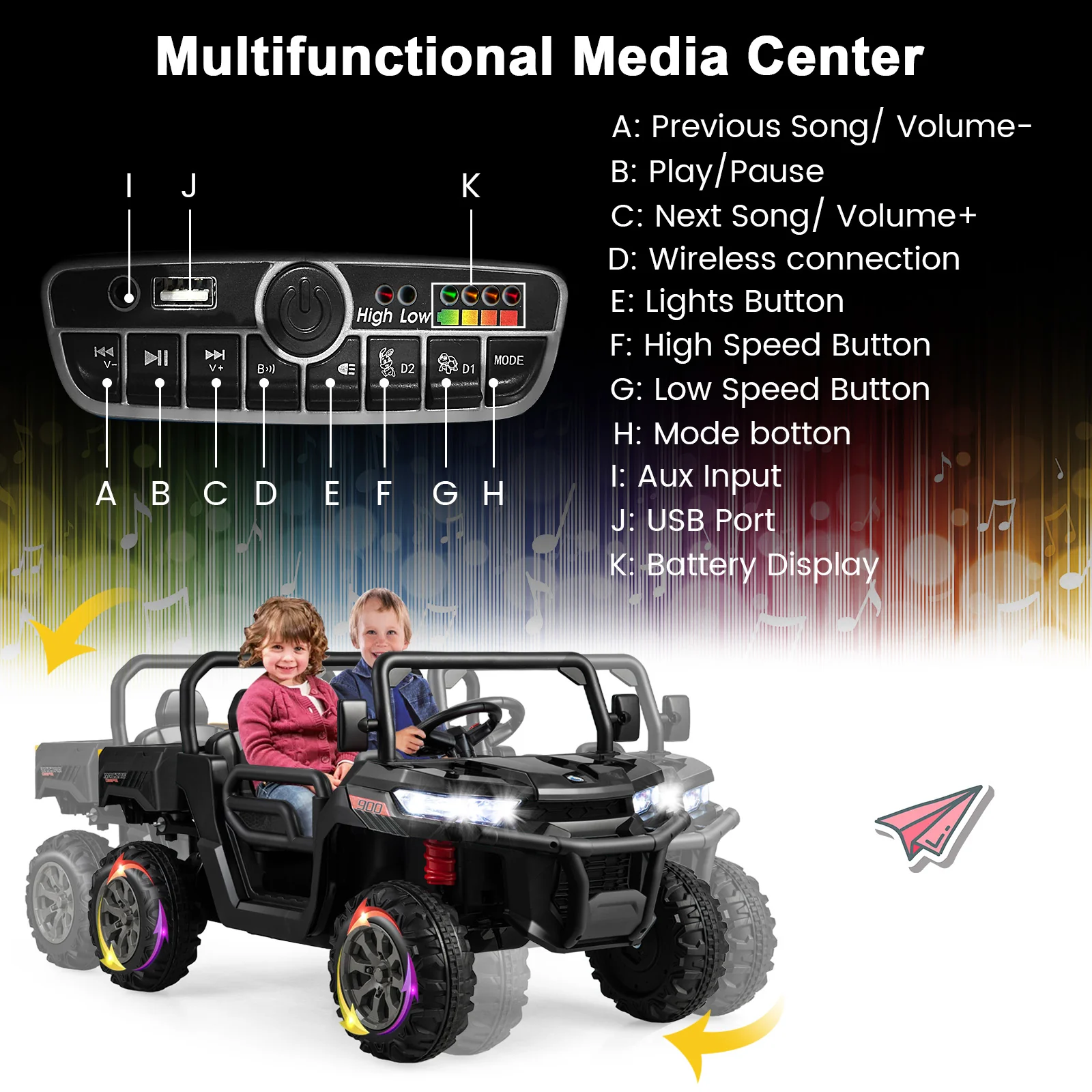 24V Ride On Kids Car with Dump Bed and Remote Control - Image 6