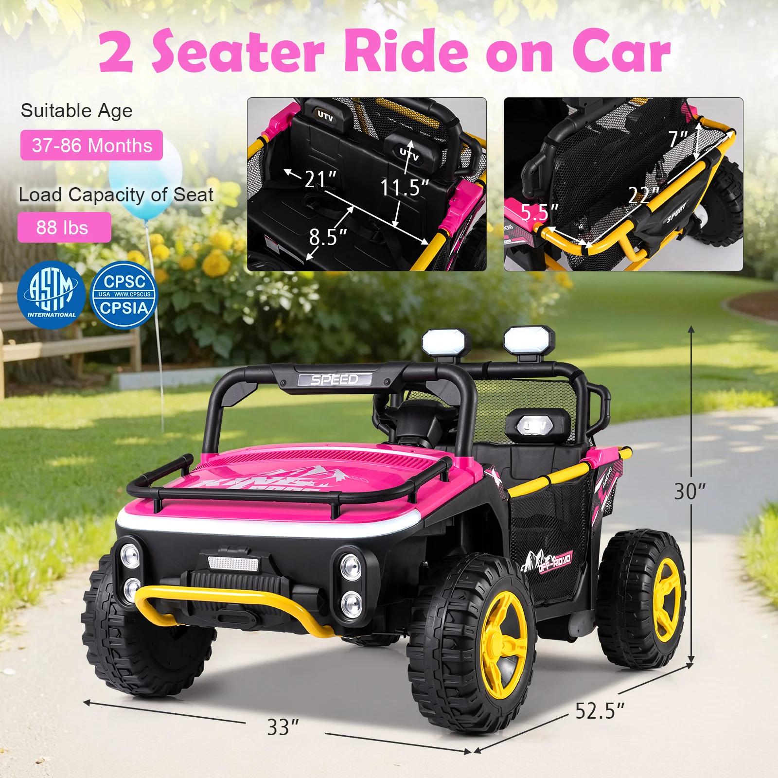 24V Ride on Toy for Kids 2 Seater Ride on Truck Car with Horn Music Story - Image 12