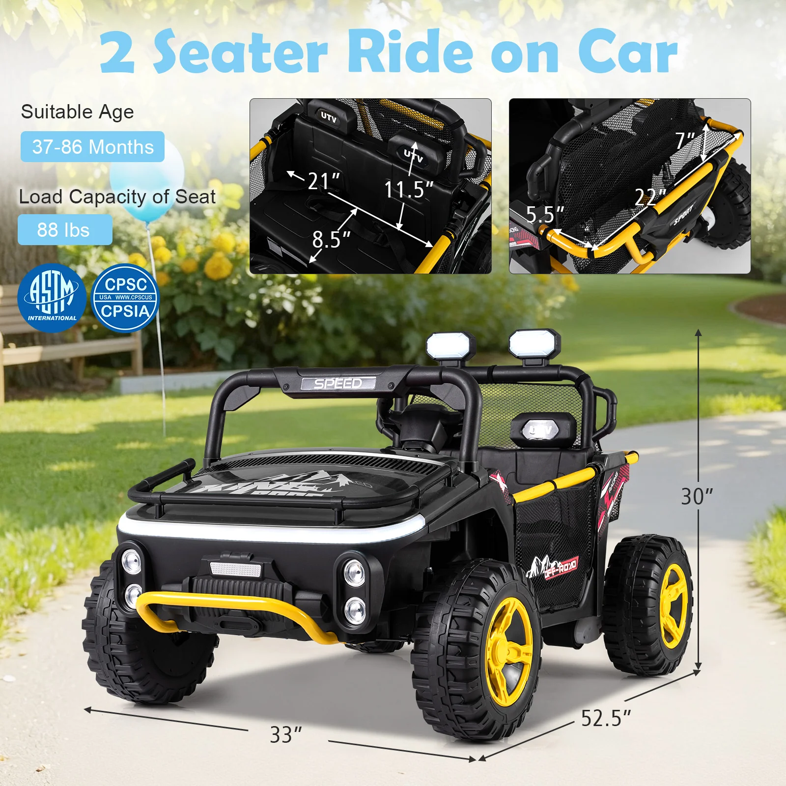 24V Ride on Toy for Kids 2 Seater Ride on Truck Car with Horn Music Story - Image 4