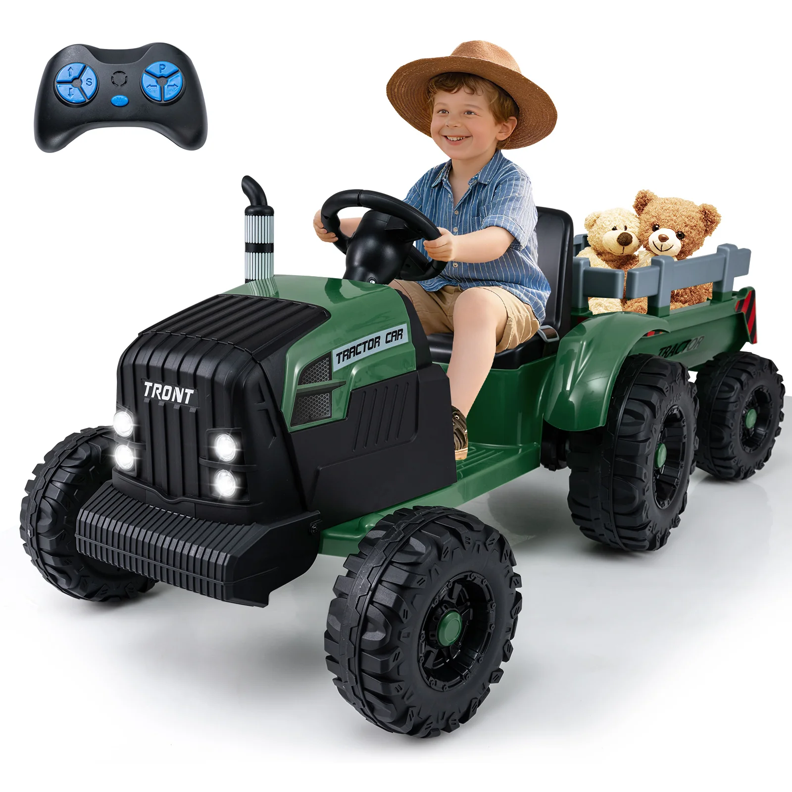 24V Ride On Tractor for Kids Electric Vehicle with Detachable Trailer and Remote Control - Image 11