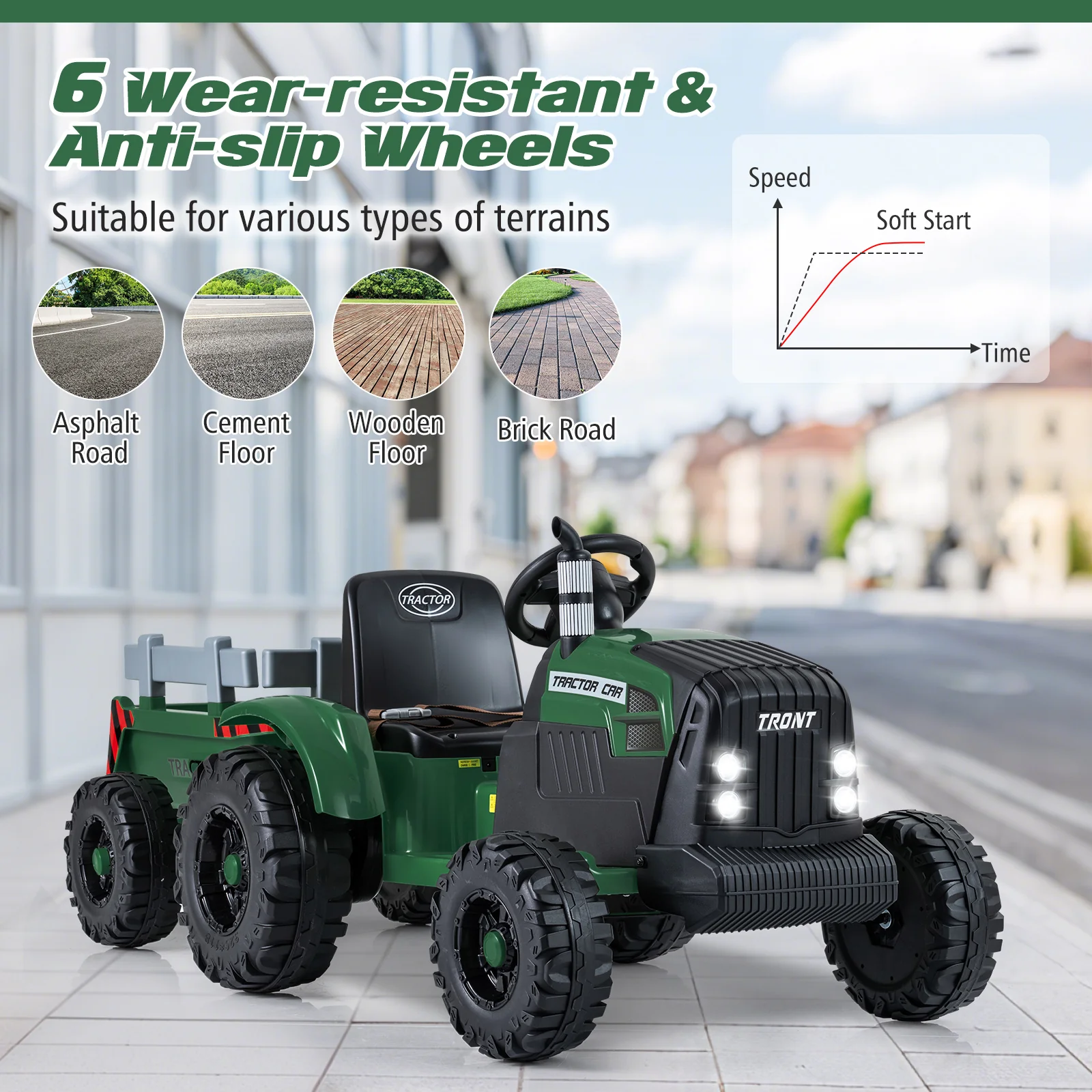 24V Ride On Tractor for Kids Electric Vehicle with Detachable Trailer and Remote Control - Image 15