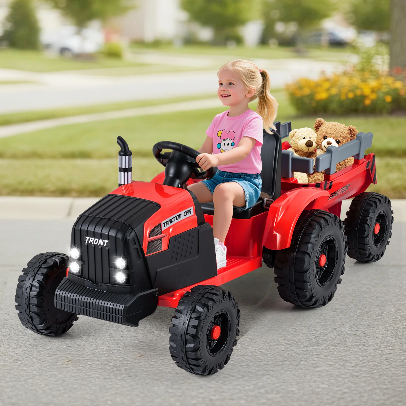24V Ride On Tractor for Kids Electric Vehicle with Detachable Trailer and Remote Control - Image 17