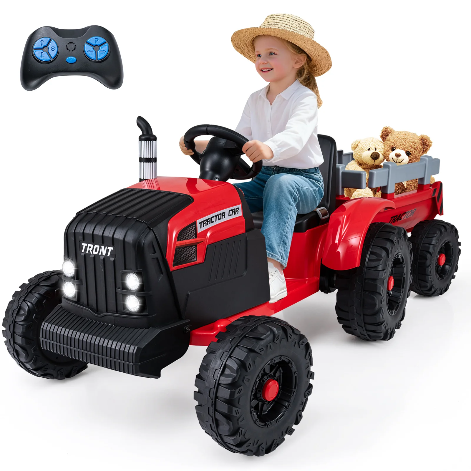 24V Ride On Tractor for Kids Electric Vehicle with Detachable Trailer and Remote Control - Image 20