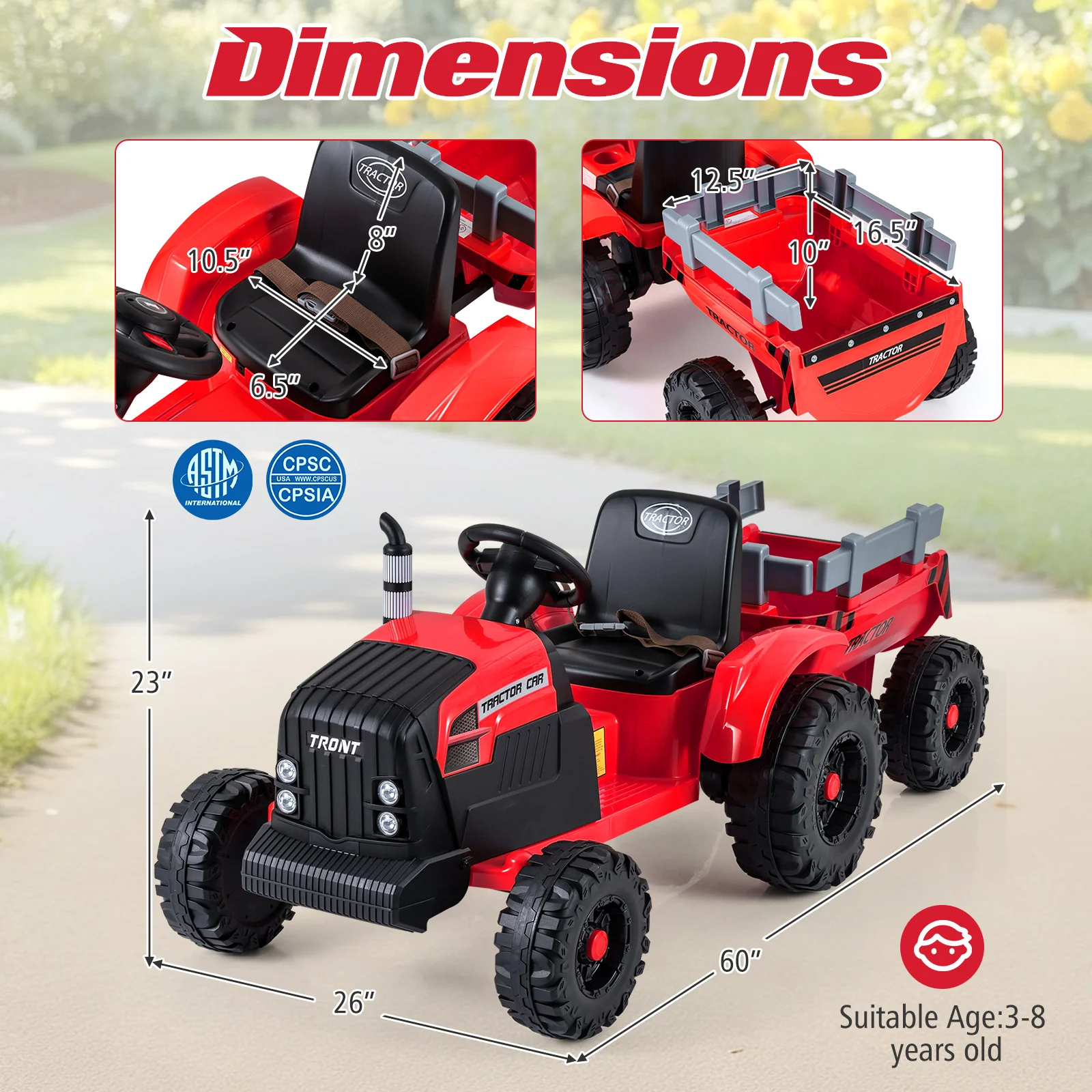 24V Ride On Tractor for Kids Electric Vehicle with Detachable Trailer and Remote Control - Image 21