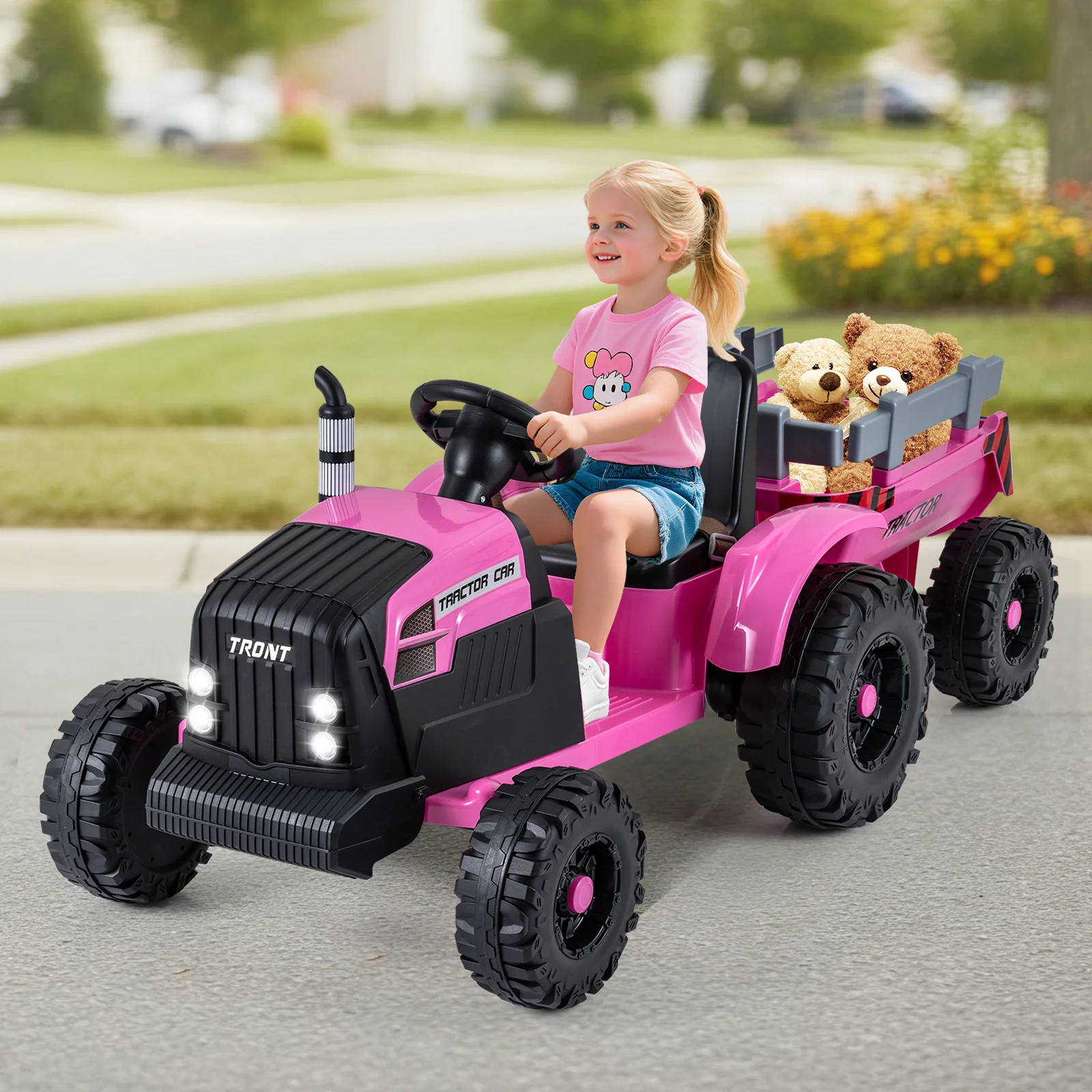 24V Ride On Tractor for Kids Electric Vehicle with Detachable Trailer and Remote Control - Image 25