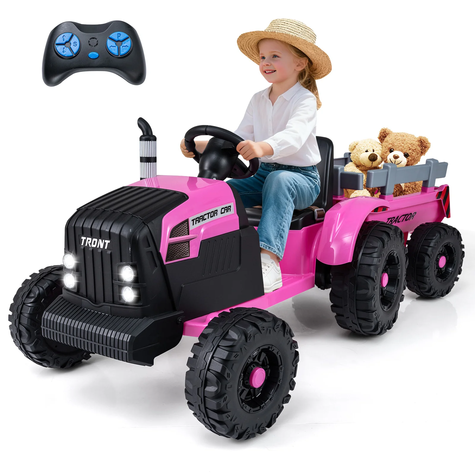 24V Ride On Tractor for Kids Electric Vehicle with Detachable Trailer and Remote Control - Image 28