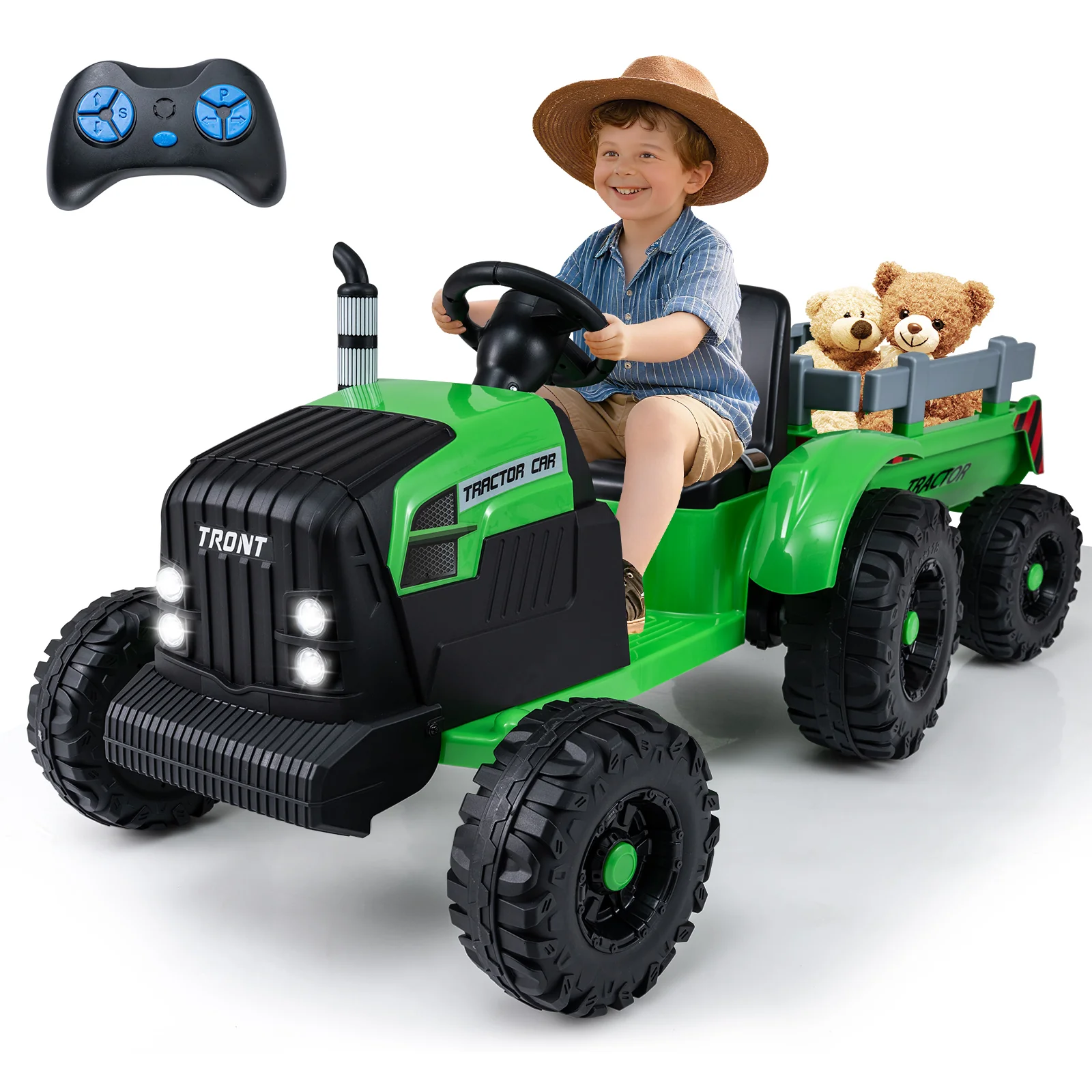 24V Ride On Tractor for Kids Electric Vehicle with Detachable Trailer and Remote Control - Image 3