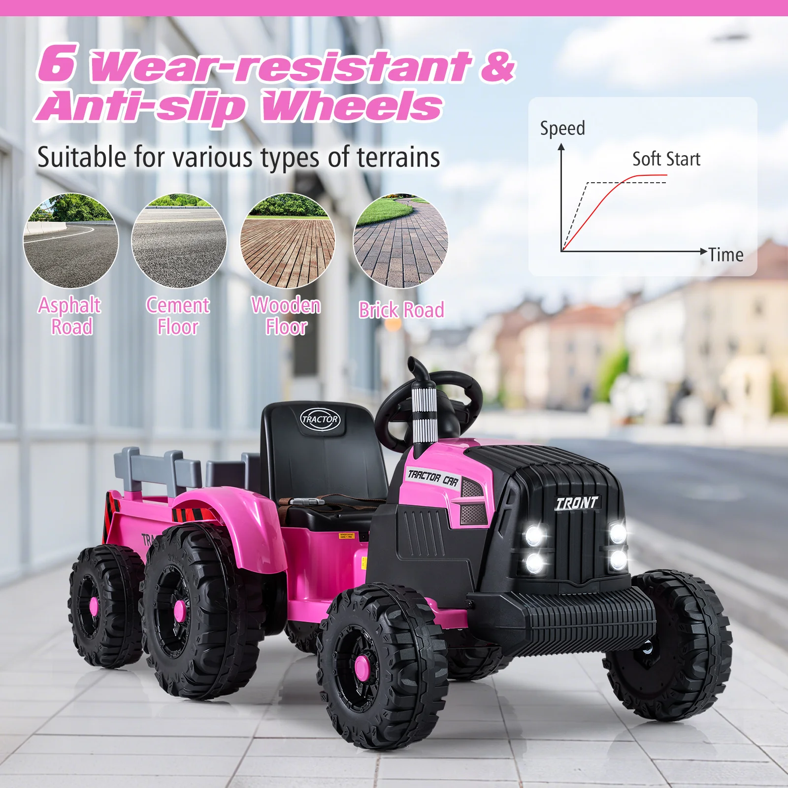 24V Ride On Tractor for Kids Electric Vehicle with Detachable Trailer and Remote Control - Image 32